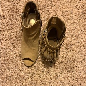 Stylish Tan Peep-Toe Ankle Boots